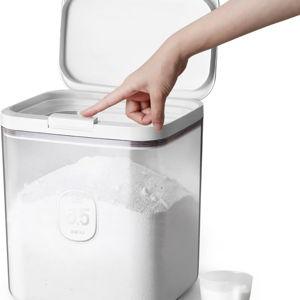 LivLab Mker Laundry Detergent Dispenser with One-Press Lid,Clear PET Powder container with Measuring Cup, Pods container 5.5L/12Lbs/200oz(270 Pods)