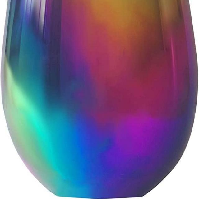 Circleware Rainbow Stemless Wine Glasses, Set of 4, Party Entertainment Dining Beverage Drinking Glassware Cups for Water, Liquor, Whiskey, Beer, Juice and Farmhouse Decor Gifts, 18.5 oz, Fusion