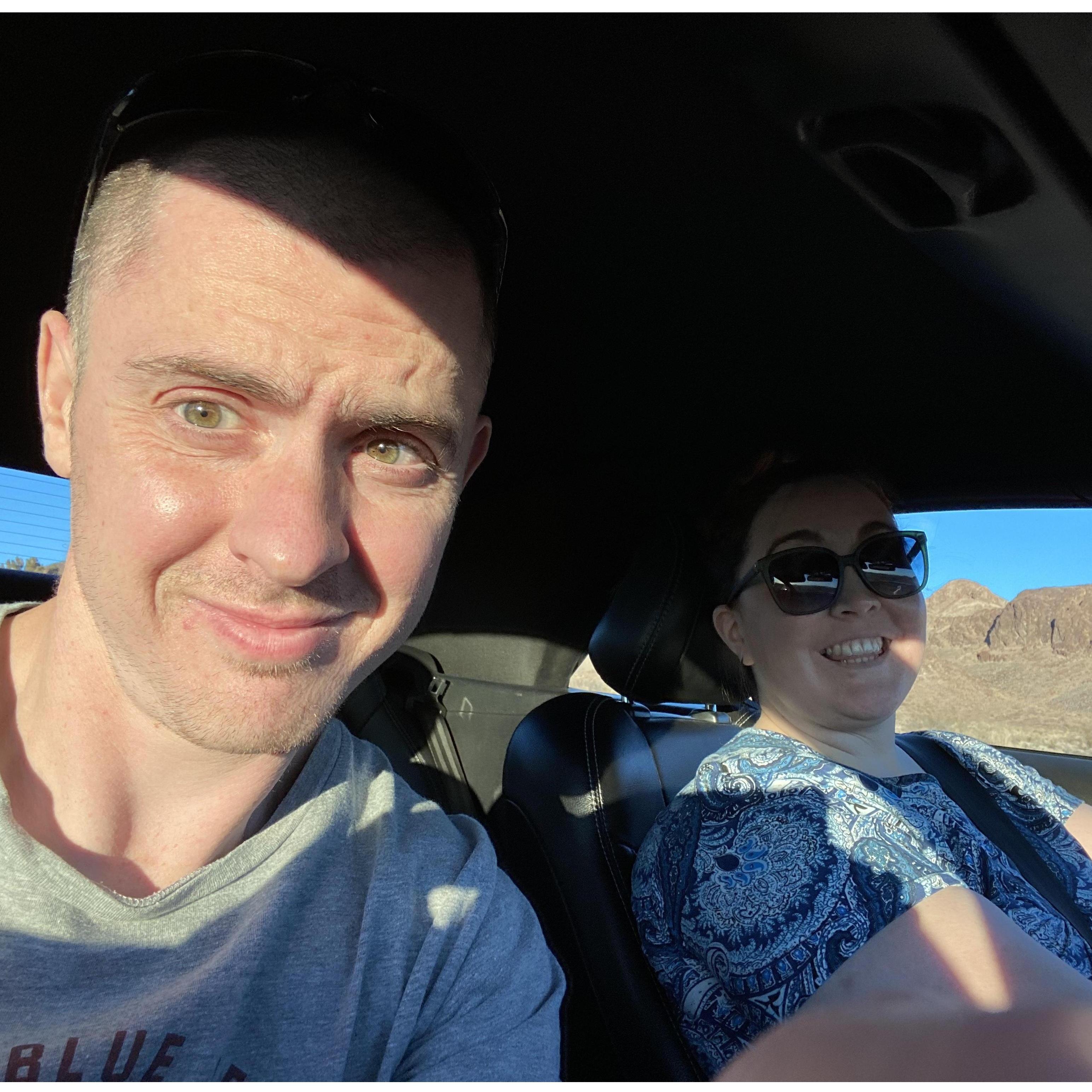 Driving through the desert