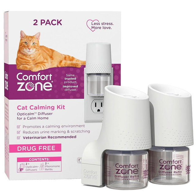 Comfort Zone Savings Kit: 2 Cat Calming Diffusers & 2 Refills; Cat Pheromones Help Anxiety; Reduce Stress, Urine Marking, Scratching