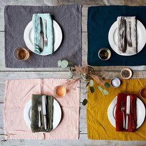 Peacock Stonewashed Linen Placemats (Set of 4)