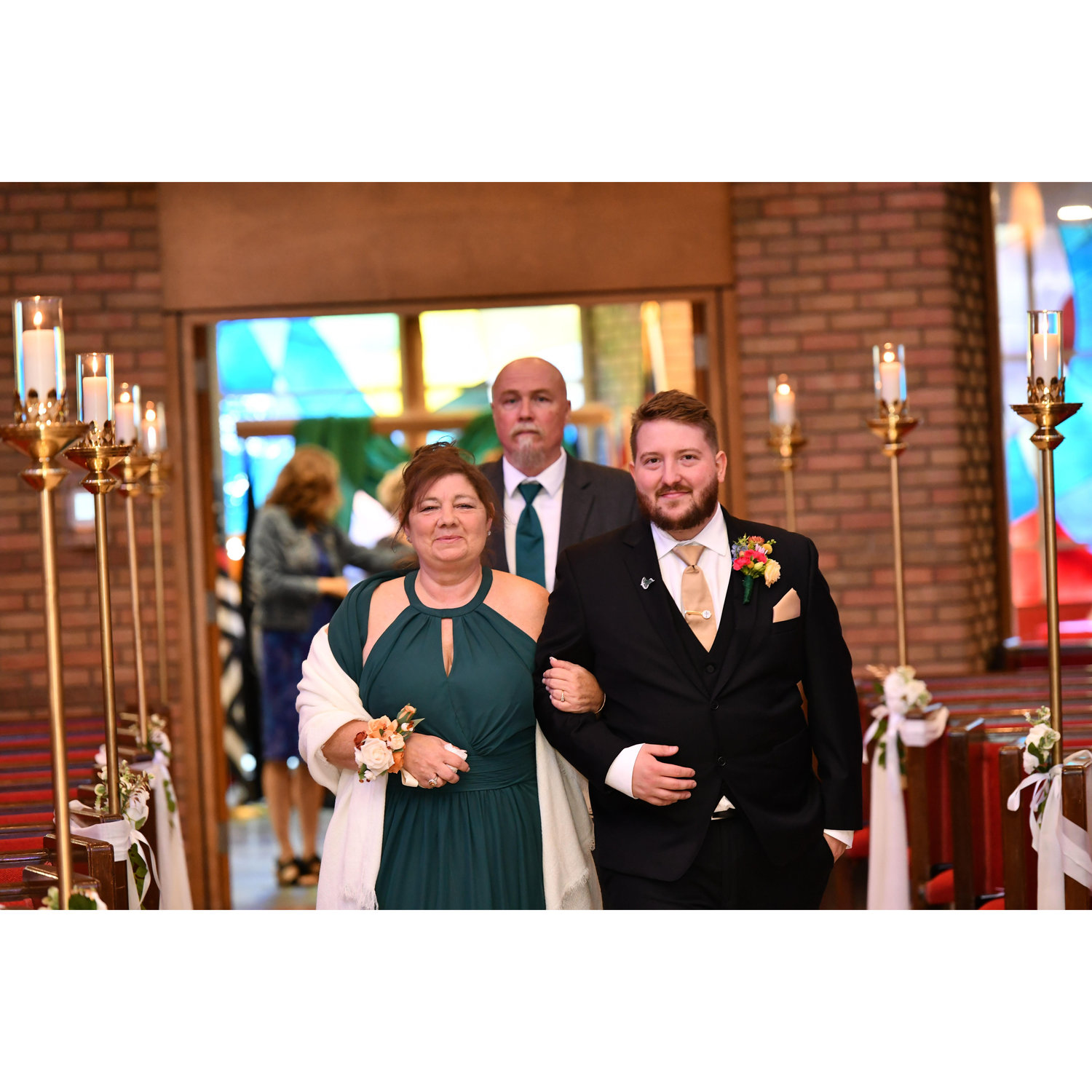 Escorting Mom down the aisle