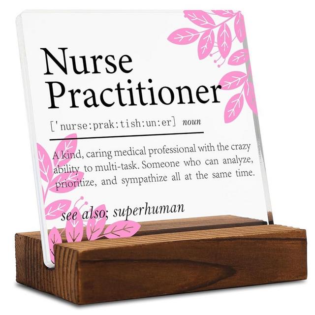 Appreciation Gifts for Nurse Practitioner Clear Desk Decor Sign, Thank You Gifts for Nursing Students Graduation, Nurses Week NP Definition Office Desk Sign Plaque Gift for Birthday Christmas