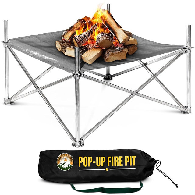 Fireside Outdoor Pop-Up Fire Pit 24" Ultra Lite Weighs 3.2 lbs - Folding FirePits for Outside, Outdoor Small Firepit Portable, Campfire Burn Pits, Camping Fire Pit Portable Holds 80 lbs of Firewood