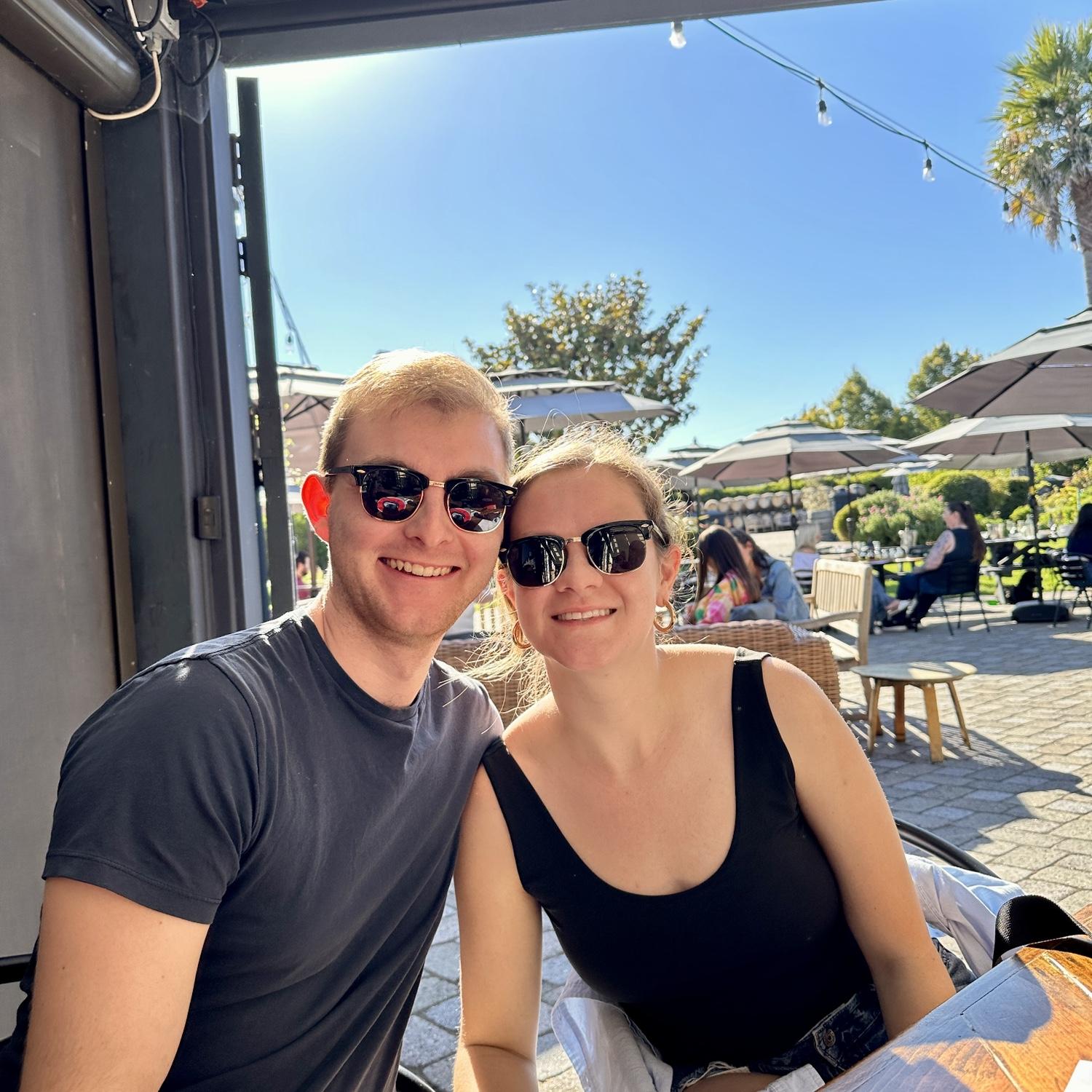 Enjoying our time at a winery in California!