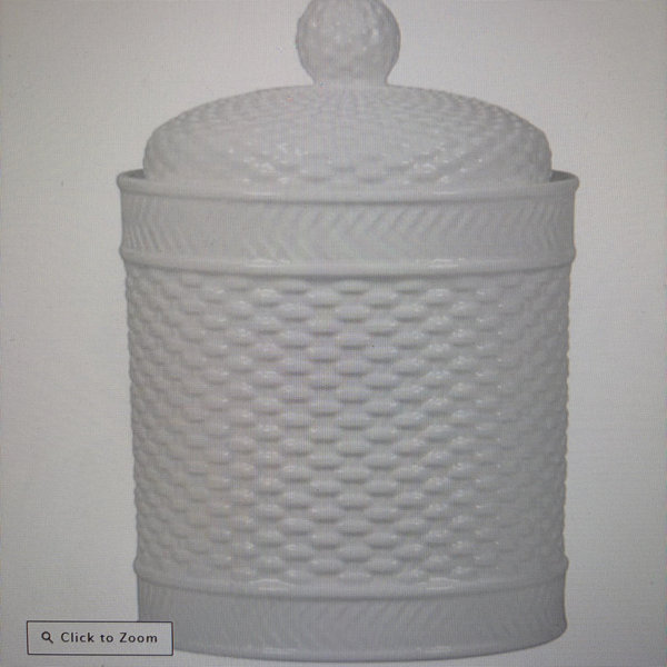 White Basket Weave Canister, 28oz