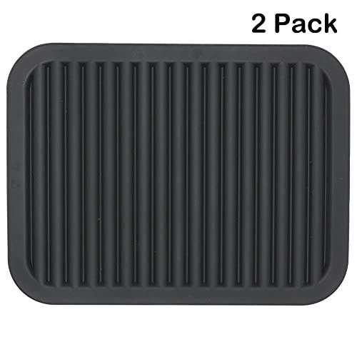 Smithcraft Silicone Trivets Mats for Hot Dishes and Hot Pots, Hot Pads for Countertops, Tables, Pot Holders, Spoon Rest Small Drying Mats Set of 2 Color Black