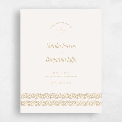 Dijon, Beige Wedding Save the Date - Sorsha Portrait