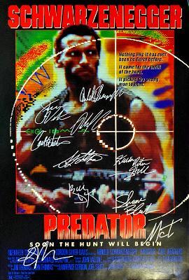 PREDATOR MOVIE Poster Signed by 10 cast with COA, AUTHENTIC