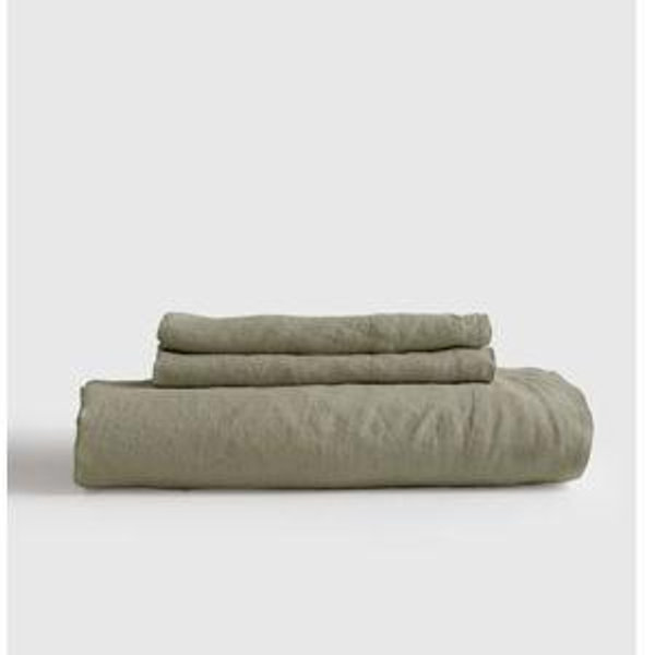 European Linen Fitted Sheet Set - Queen, Willowleaf