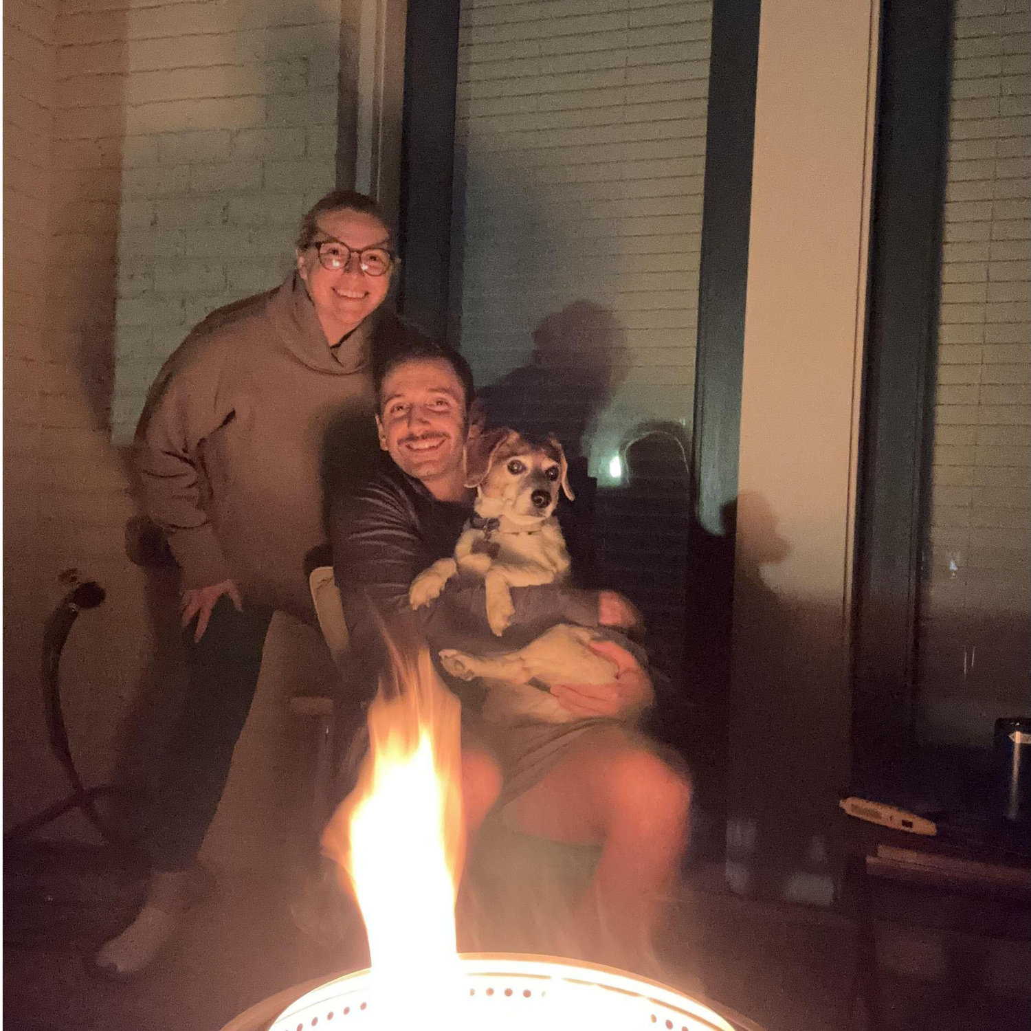 Front porch bonfire with Mozzie