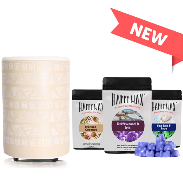 Mod Wax Warmer Kits; White Terrazzo with Spa wax collection