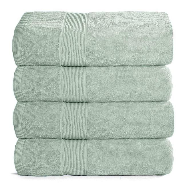 Elvana Home 4 Pack Bath Towel Set 27x54, 100% Ring Spun Cotton, Ultra Soft Highly Absorbent Machine Washable Hotel Spa Quality Bath Towels for Bathroom, 4 Bath Towels Sea Green