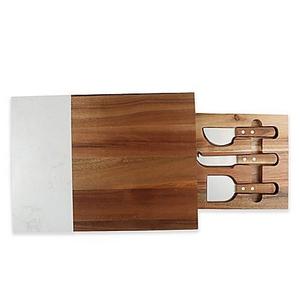 Artisanal Kitchen Supply® Cheese Knife Set & Marble Serving Board