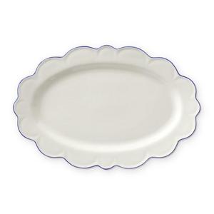 Scalloped Blue Rim Oval Platter