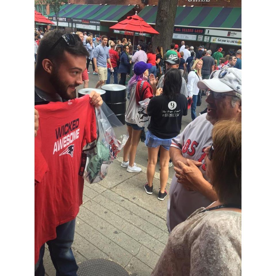 Impressing the parents with his first Pats shirt. That's when I knew he was committed,
