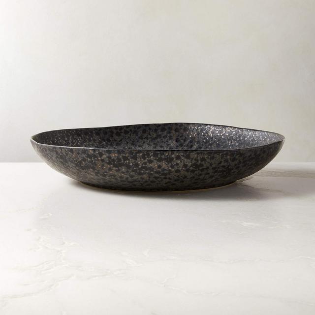 Melva Black Serving Bowl with Reactive Glaze