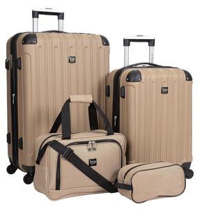 Travelers Club Midtown Hardside Luggage Travel, Tan, 4-Piece Set