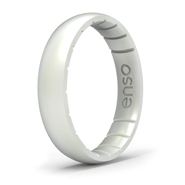 Enso Rings Thin Elements Silicone Ring Infused with Precious Elements – Stackable Wedding Engagement Band – 4.3mm Wide, 1.75mm Thick