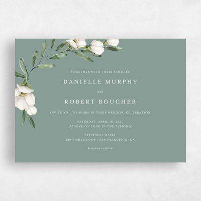 Green Floral Wedding Invitation - Sundsvall Landscape