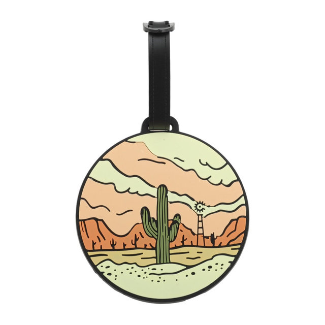 Unique Bargains Desert Cactus Luggage Tag Yellow 1 Pc