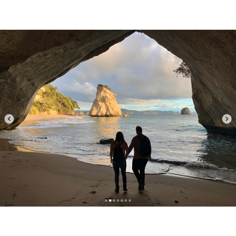 At Cathedral Cove in New Zealand