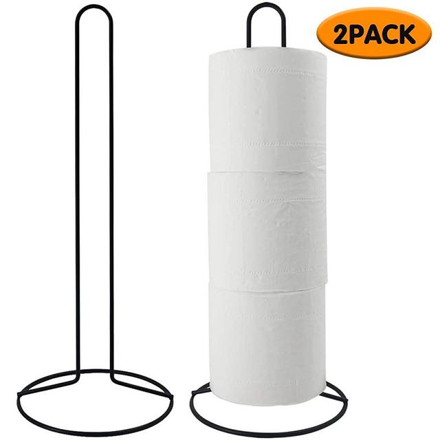 TOPSKY Toilet Paper Holder, Free Standing Toilet Tissue Paper Roll Storage Holder for Bathroom and Kitchen Storage, Black (stand holder)