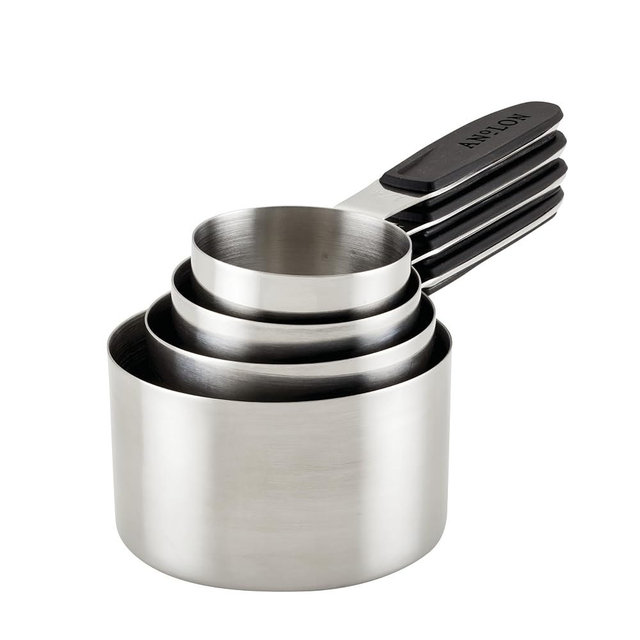 Anolon SureGrip Tools and Gadgets Magnetic Measuring Cup Set, Stackable, 4 Piece, Stainless Steel