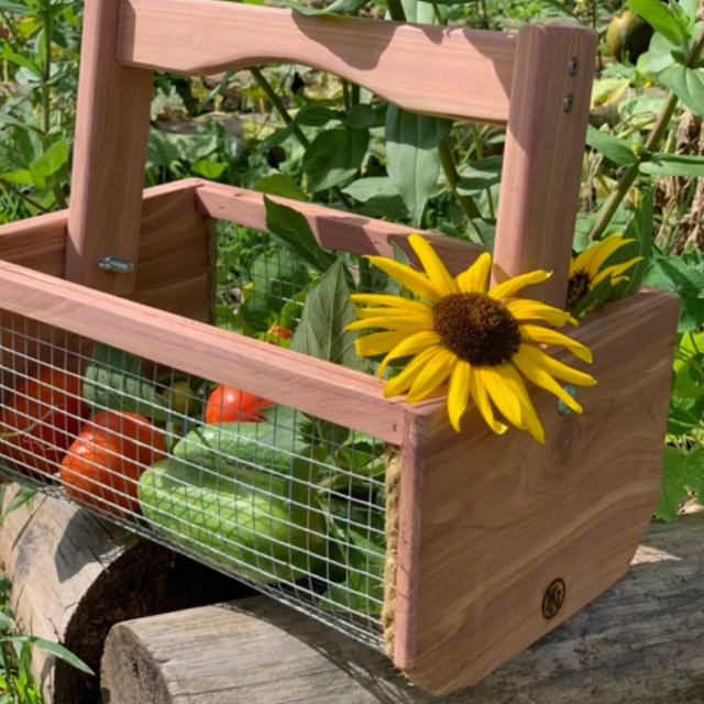 Cedar Garden Harvest Basket-Hod-Vegetable Basket-Handmade-Gardener Christmas Gift