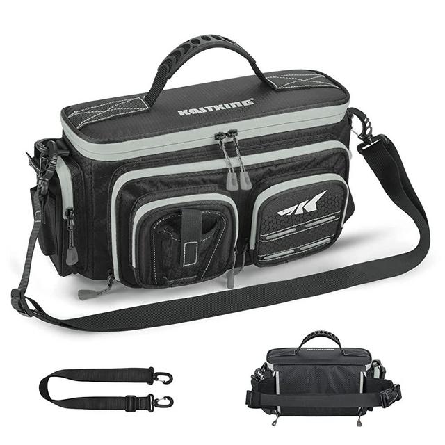 KastKing Bait Boss Fishing Tackle Bag, Soft Plastic Bait System & Water-resistant Material, Accordion Style Soft Plastic Storage, 420D Nylon, Water Resistant, Fanny Pack, Removeable Shoulder Strap