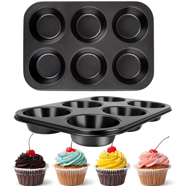 Shinsin Jumbo Muffin Pan 6 Cup, 2-Pack Nonstick Extra Large Muffin Tin for Baking, Durable Non-Toxic Carbon Steel, 3.35'' Diameter, 1.6'' Muffin Mold, Jumbo Cup Design