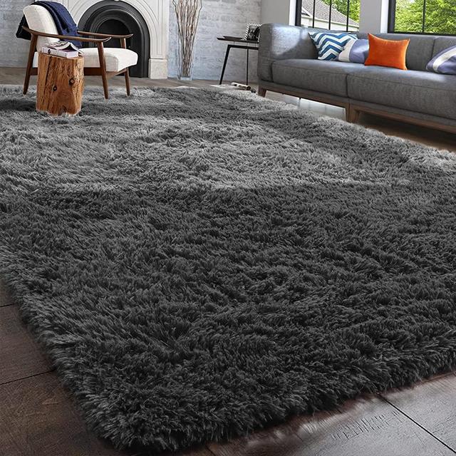 PAGISOFE Super Soft Shaggy Rugs Carpets, 5x8 Feet, Plush Area Rugs for Living Room Bedroom, Furry Rugs for Nursery Playroom, Cute Room Decor for Baby, Shag Carpet for Dorm Decor, Dark Grey