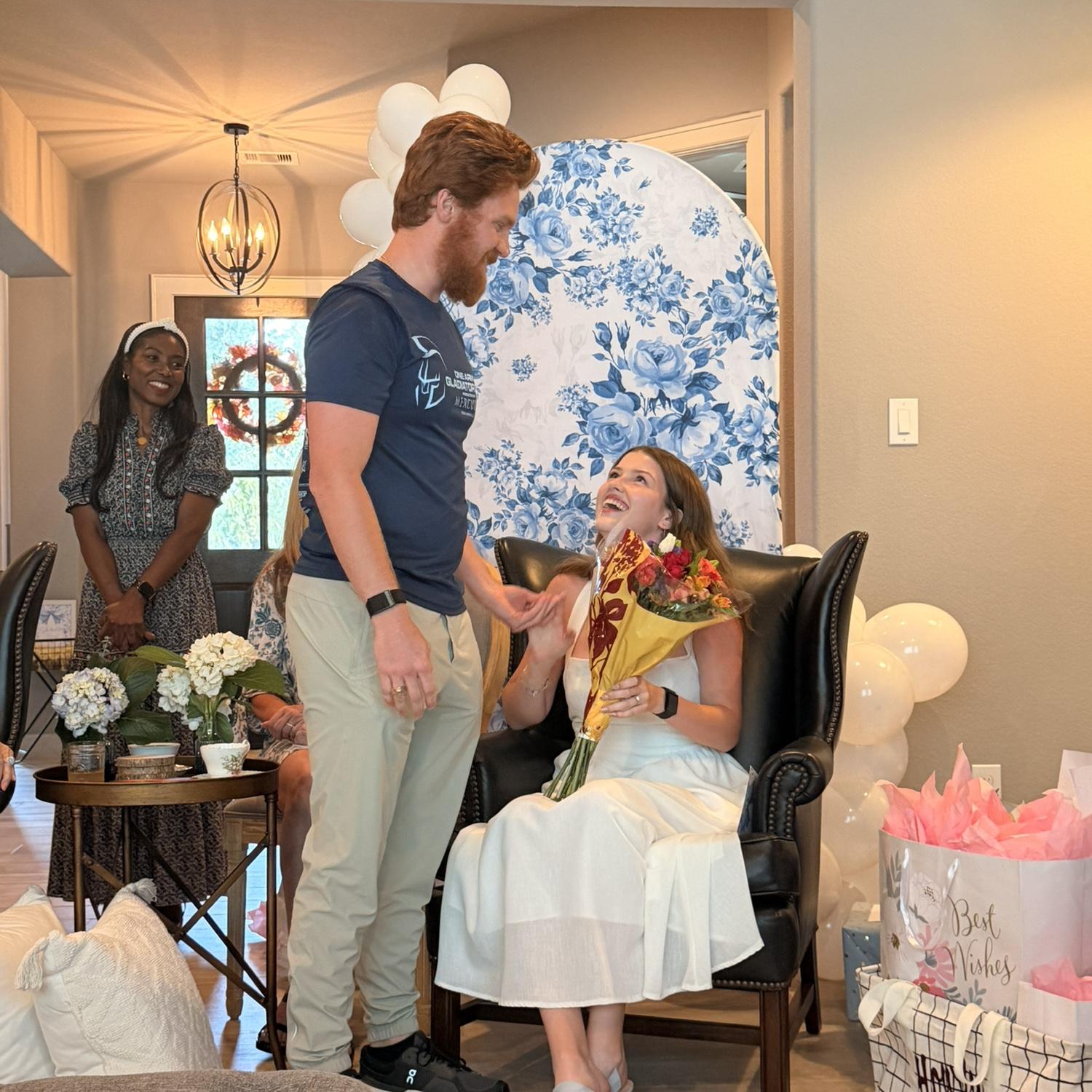 10/12/25. Caleb surprised Madeline with flowers at her Bridal Shower in Katy. It was the sweetest.