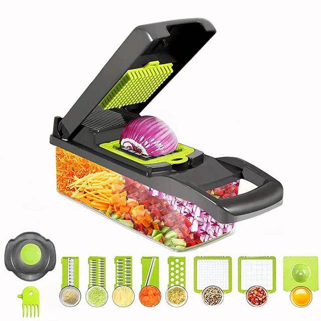 Vegetable Chopper Food Cutters Mandoline Slicer for Kitchen 8 In 1 with Container Household Kitchen Gadgets for Vegetable Fruit with Multi Blade Egg Separator -Cortador de Vegetales