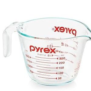 Pyrex 2 Piece Glass Measuring Cup Set, Includes 1-Cup, and 2-Cup Tempered Glass Liquid Measuring Cups, Dishwasher, Freezer, Microwave, and Preheated Oven Safe, Essential Kitchen Tools