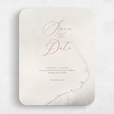 Beige Rounded Wedding Save the Date - Elting Portrait