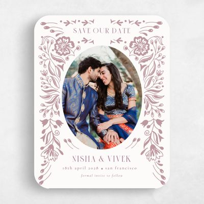 Pink Rounded Wedding Save the Date - Calliope Photo