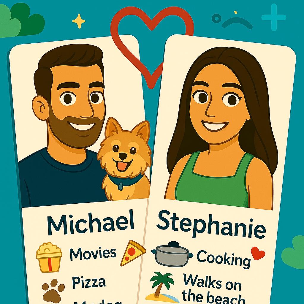 THEY MET ON AN APP -
IT WAS CALLED HINGE,
WHERE BIOS ARE CLEVER
AND PICTURES CAN CRINGE.
WITH MESSAGES SHARED
AND A SPARK THAT JUST GREW,
WHAT STARTED ONLINE
SOON FELT HONEST AND TRUE.