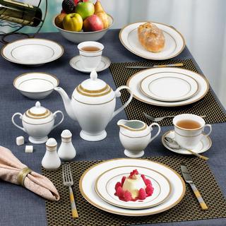 Josephine 57-Piece Gold Border Dinnerware Set, Service for 8