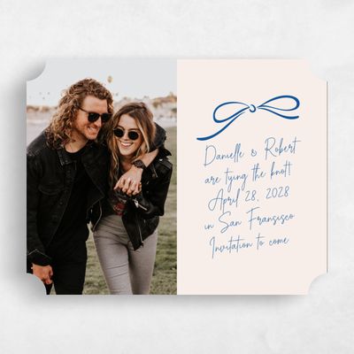Blue Ticket Wedding Save the Date - Cosette Photo
