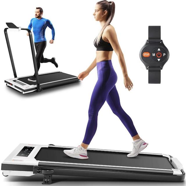 ANCHEER 4 in 1 Under Desk Treadmill with Incline-Max Treadmill 300 lb Capacity,Walking Pad/Compact Electric Treadmill for Home/Gym/Office with LED Touch Screen/Remote Watch | 2s Folding Treadmill