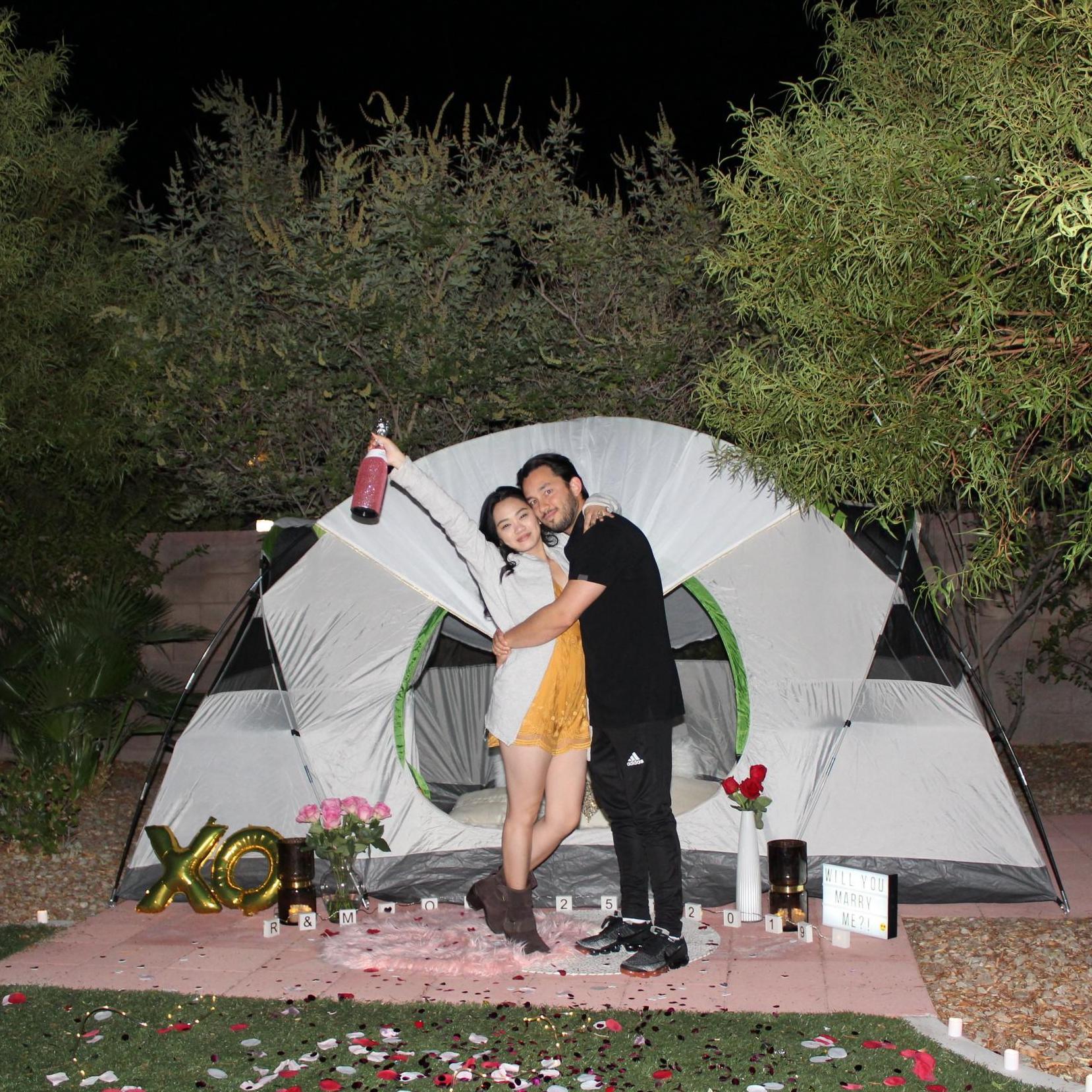 He proposed to me in our very own backyard on the night of his birthday! It was the best surprise ever & I did not see it coming!!!
10.25.2019