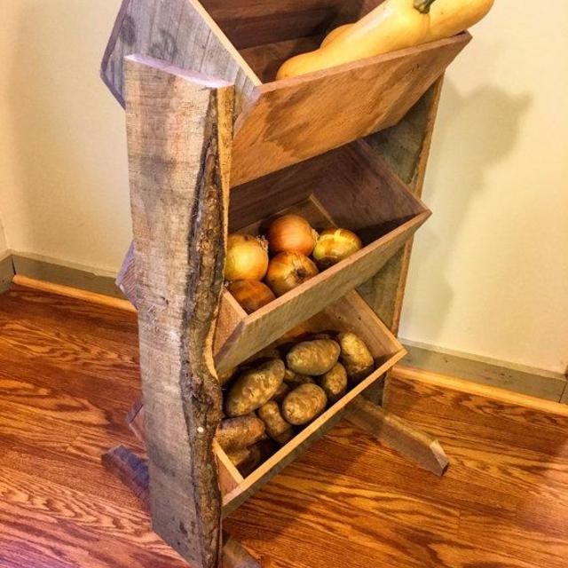 potato bin, potato and onion bin, vegetable bin, farmhouse decor, rustic home decor, country decor, barn wood, reclaimed wood, kitchen decor