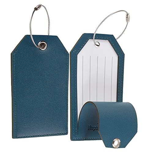 Toughergun Leather Instrument Baggage Bag Luggage Tags with Privacy Cover 2 pcs Set