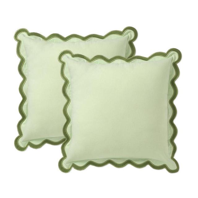 Folkulture Throw Pillow Covers for Couch, 20x20 Decorative Couch Pillows for Living Room, 100% Cotton Boho Pillow Case or Cute Outdoor Pillows, Aesthetic Pillow Covers or Preppy Throws (Forest Sage)