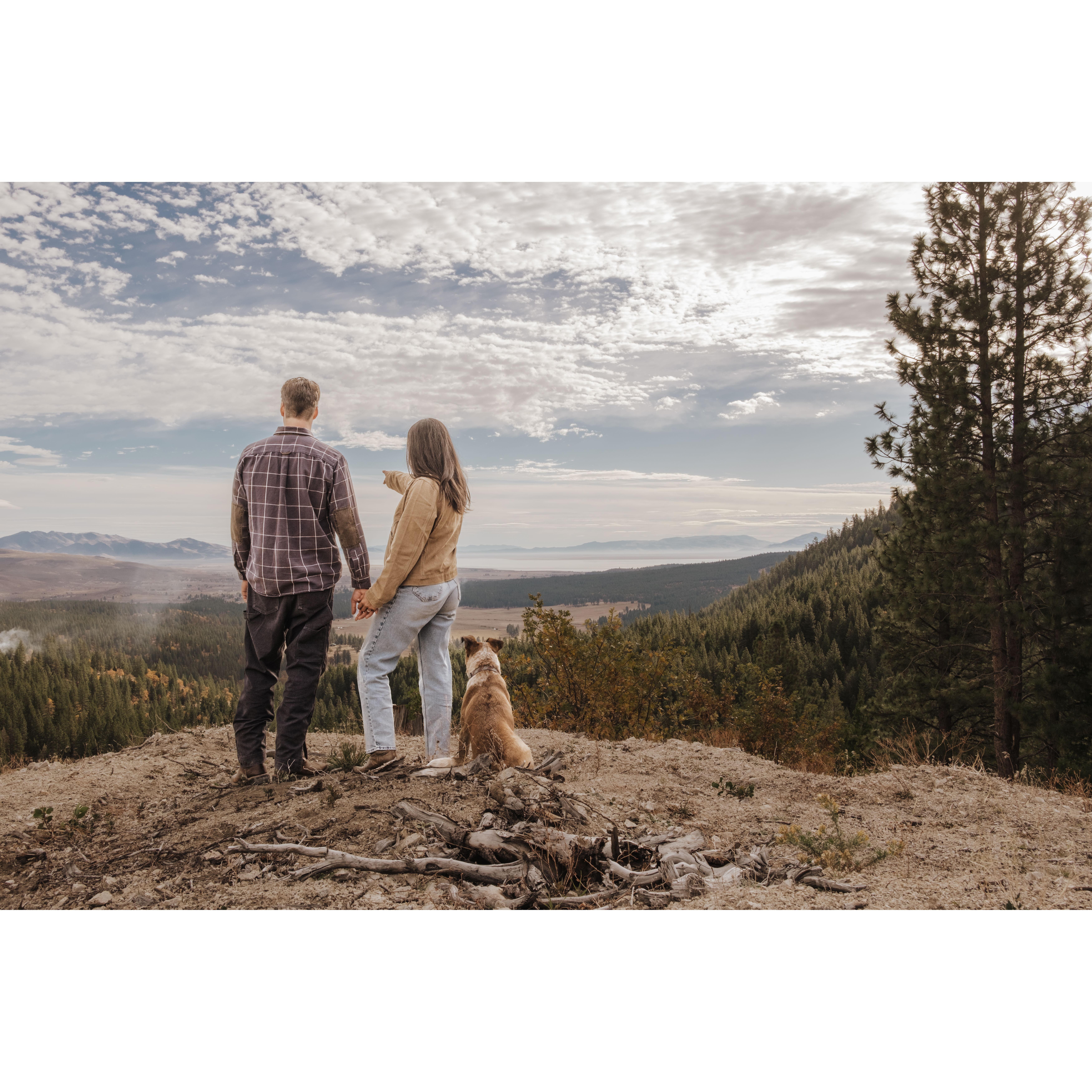 An engagement photo shoot done by Sasha Wasko at the top of the cut just a mile away from  Flying Squirrel Ranch