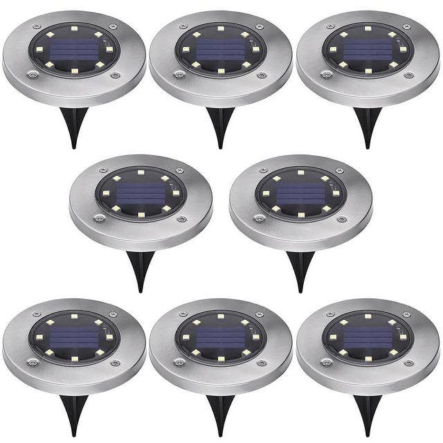 BLACK+DECKER Solar-Powered Outdoor Disk Light - 8 Pack (BDSLDK8P)
