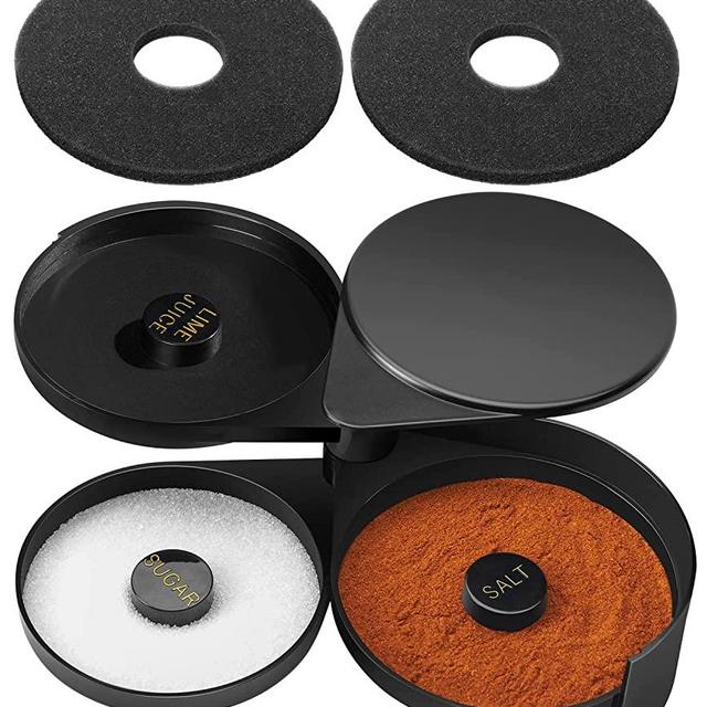 Margarita Salt Rimmer Set, Monkkino Salt Rimmer with 2 Sponges, 3-Tier Glass Rimmer, Margarita Salt Rimmer Dish for Cocktails, Bar Salt and Sugar Rimmer for Drinks, Bar Accessories for Bloody Mary