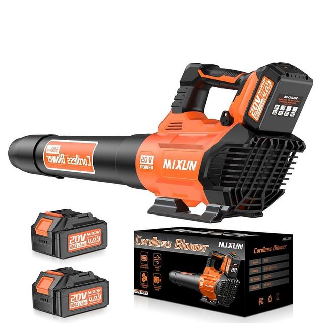 Leaf Blower Cordless - 580CFM/160MPH Electric Leaf Blower, 2 X 4.0Ah Battery and Charger with Shoulder Strap and 3 Speed Modes, Suitable for Lawn Care, Yard, Sidewalk, Garage Cleaning