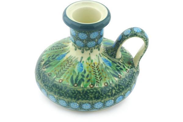 Polish Pottery 4" Candle Holder Prairie Land UNIKAT